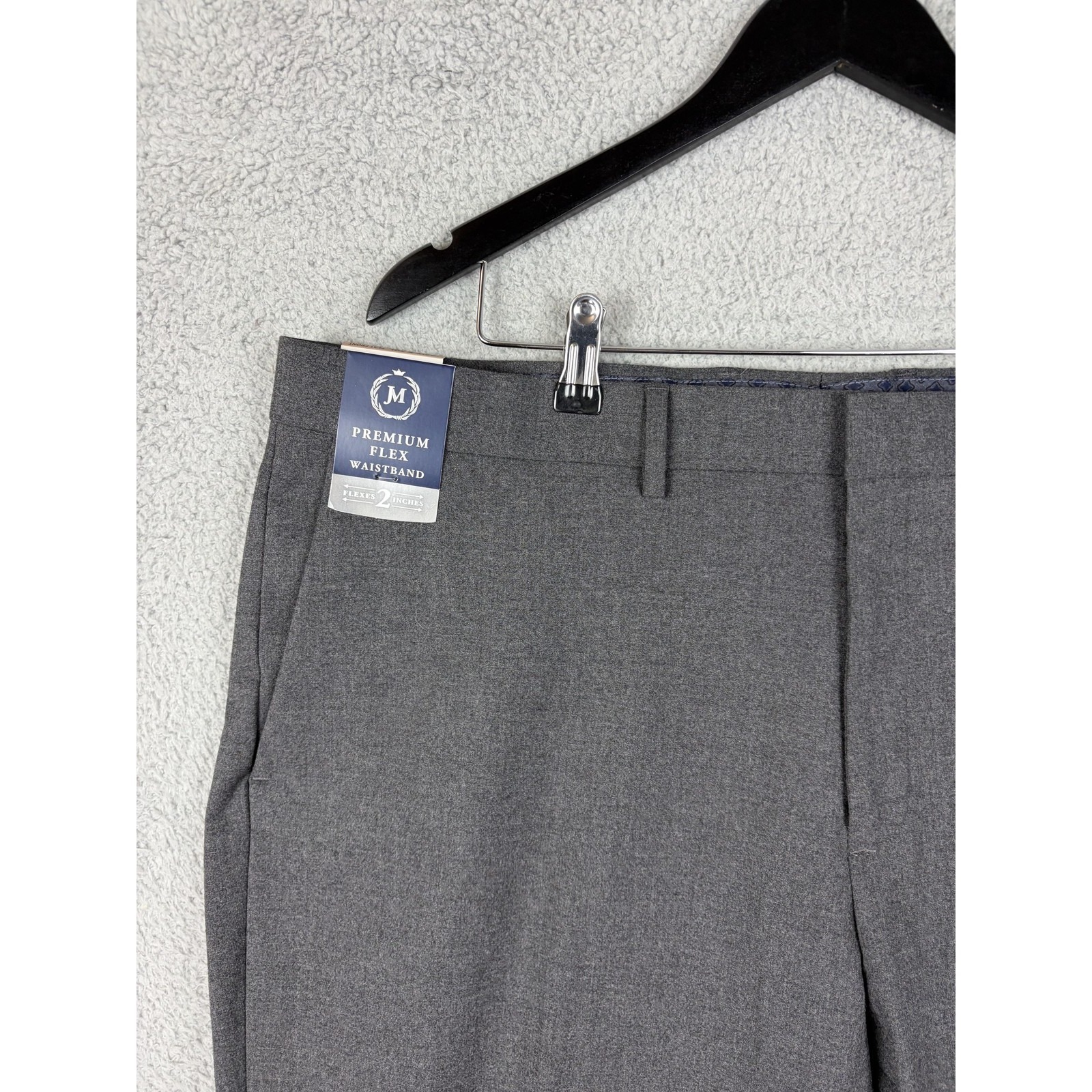 J.M. Haggar Dress Pants Mens 42x30 Gray Straight Fit Premium Flex Waist Men New